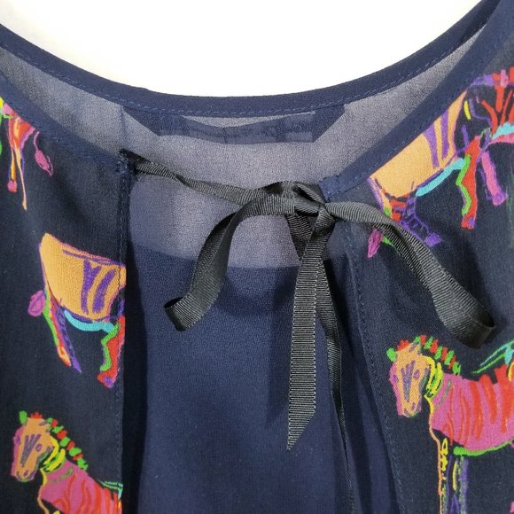 Zara Trafaluc Rainbow Zebras Sheer Tie Back Top - Picture 4 of 6